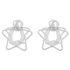 INS personality hollow star metal ear studs