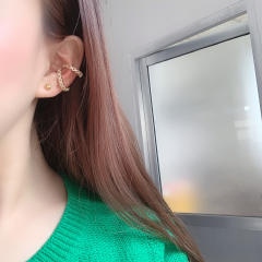 Cubic zirconia diamond double layer ear cuff