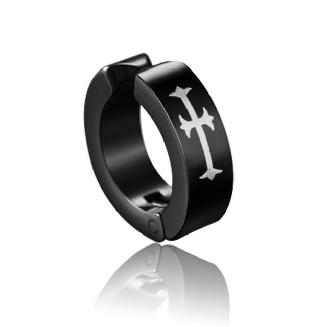 Black punk titanium steel ear clip