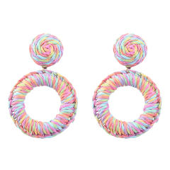 Summer boho ring design straw earrings
