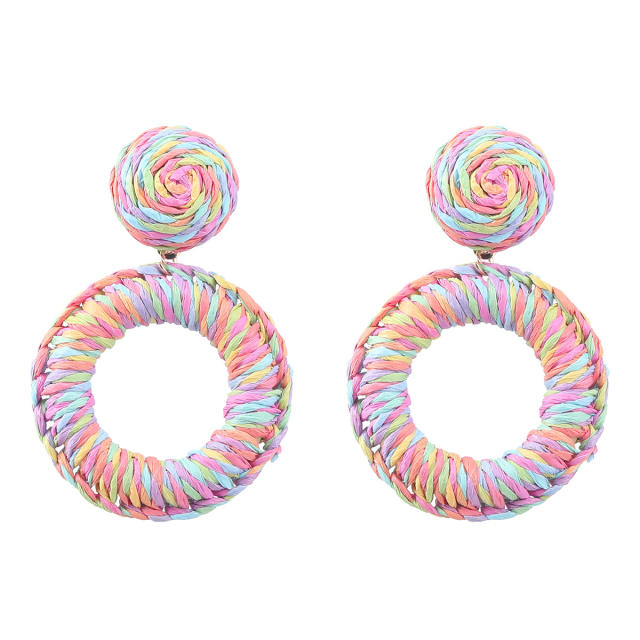Summer boho ring design straw earrings