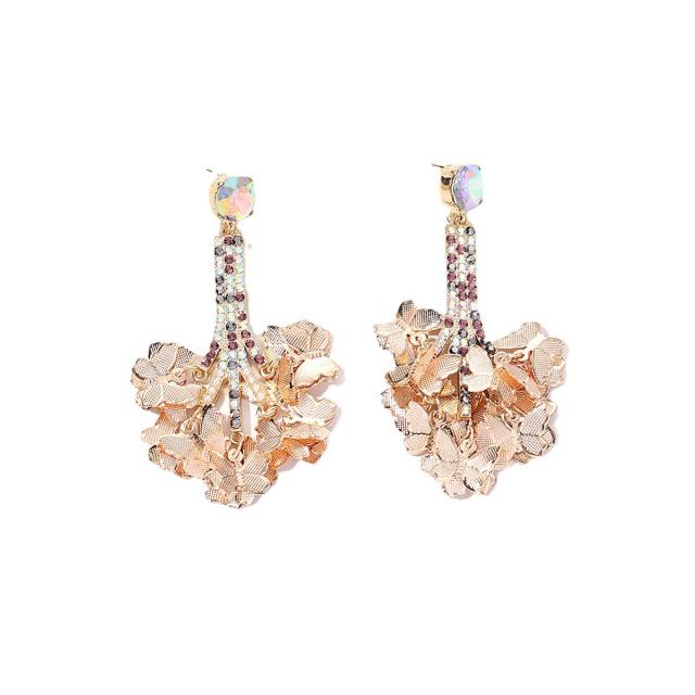 Hot sale gold color butterfly tassel dangle earrings