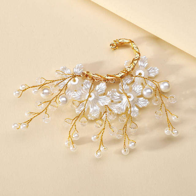 Elegant white bloom flower ear wrap