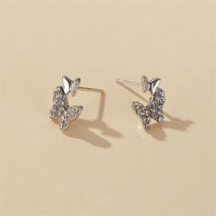 Diamond butterfly ear cuff ear studs