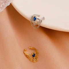 Metal chain drop CZ ear cuff
