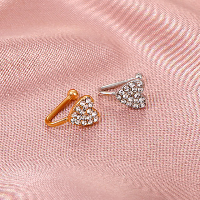 Diamond heart U shape ear cuff