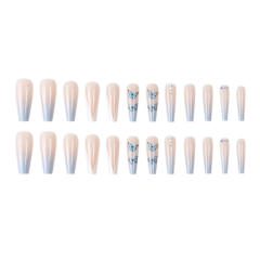 INS hot sale blue butterfly false nails