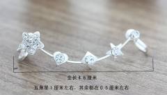 Diamond star heart one piece ear cuff