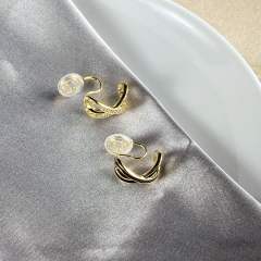 Diamond asymmetric clip on earrings