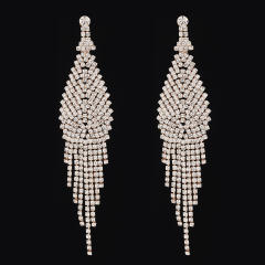 Vintage rhinestone setting long earrings