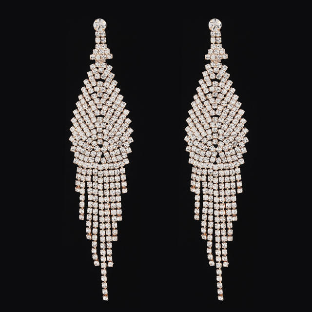 Vintage rhinestone setting long earrings