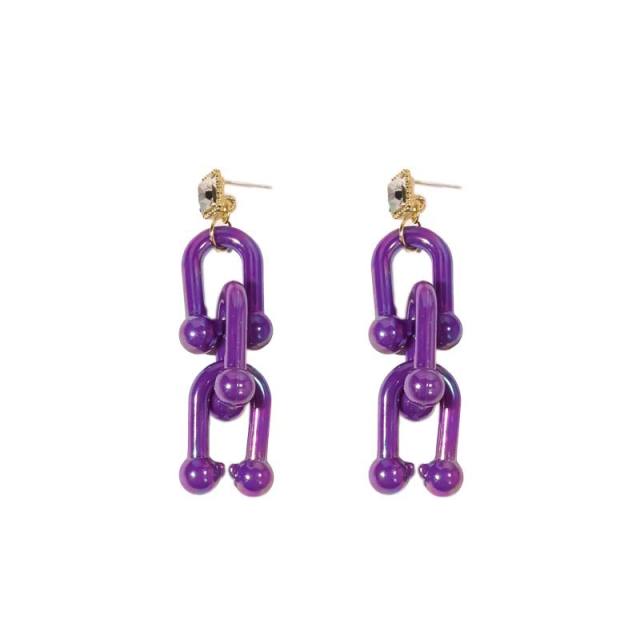 Candy color acrylic chain earrings