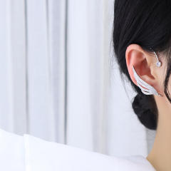 Diamond feather ear wrap