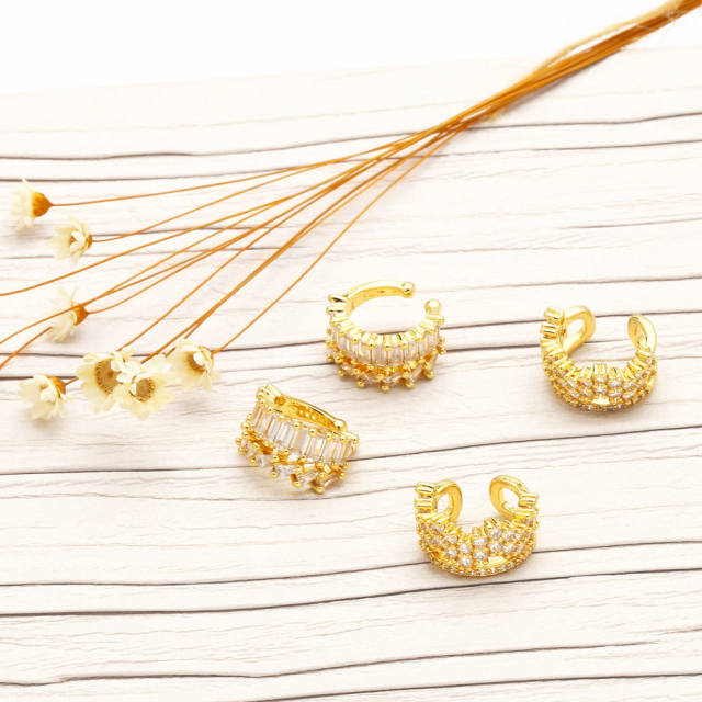 INS cubic zircon real gold plated ear cuff