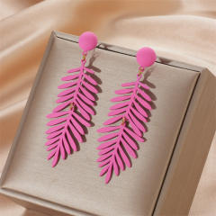 Color acrylic leaf dangle earrings for summer