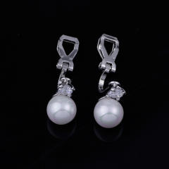 Cubic zirconia pearl clip on earrings