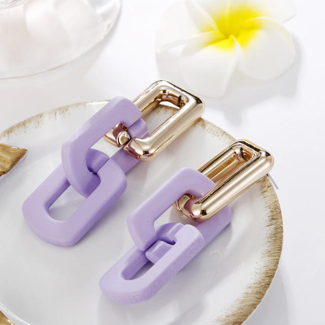 Occident fashion resin chain contrast color earrings