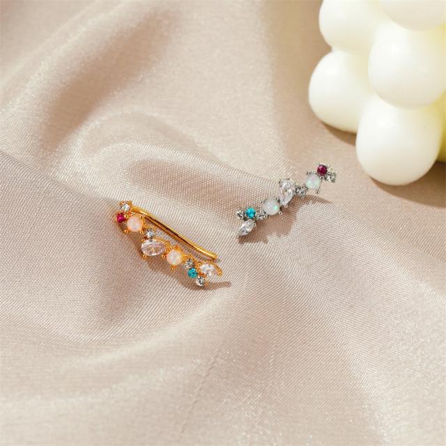 Color diamond opal ear cuff