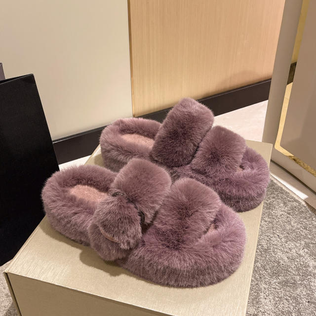 Platform fluffy  slippers