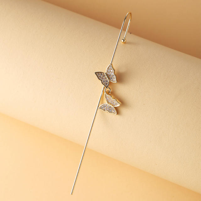 Diamond butterfly ear wrap