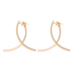 Concise cross line clip on earrings