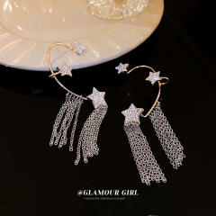 Diamond star chain tassel ear wrap
