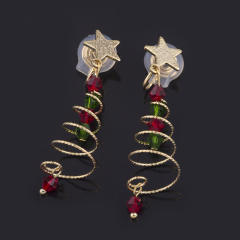 Christmas tree clip on earrings dangle earrings