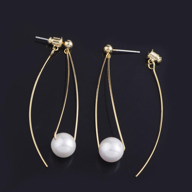 Pearl dangle earrings clip on earrings