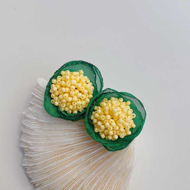 Summer handmade mesh seed beaded ear studs