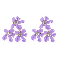 Boho color flower triangle shaped ear studs