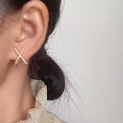 Diamond X clip on earrings