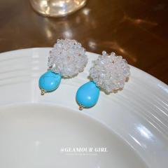Silver needle summer turquoise drop earrings