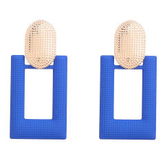 INS geometric spray paint square earrings