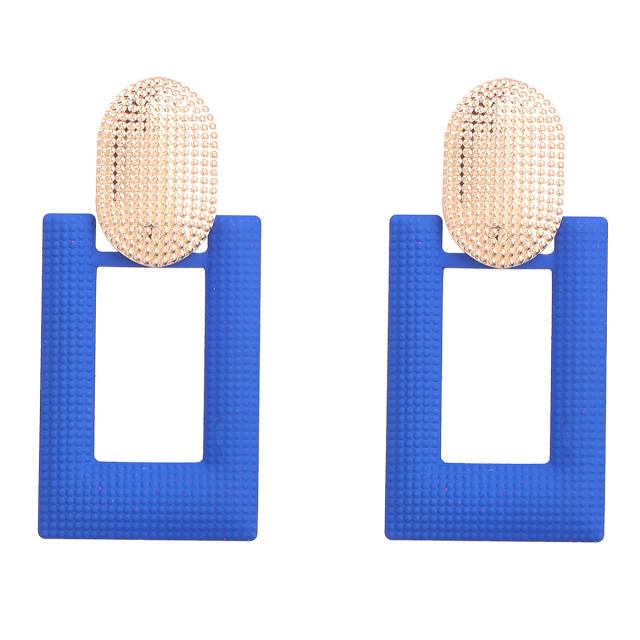 INS geometric spray paint square earrings