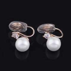 Cubic zirconia pearl clip on earrings