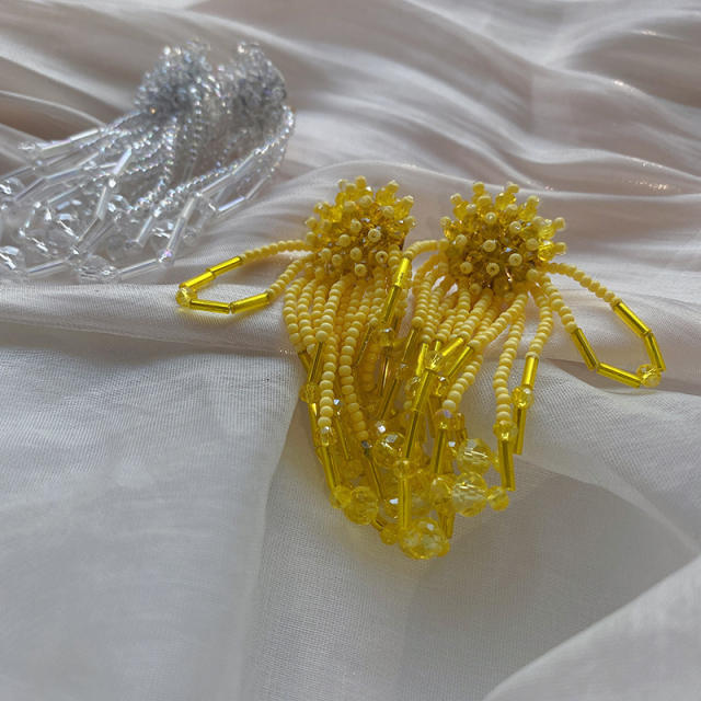 Handmade seed beads tassel flower earrings for women