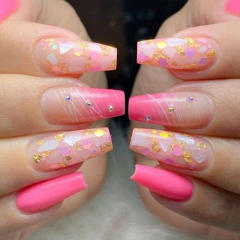INS hot sale deep pink color false nails