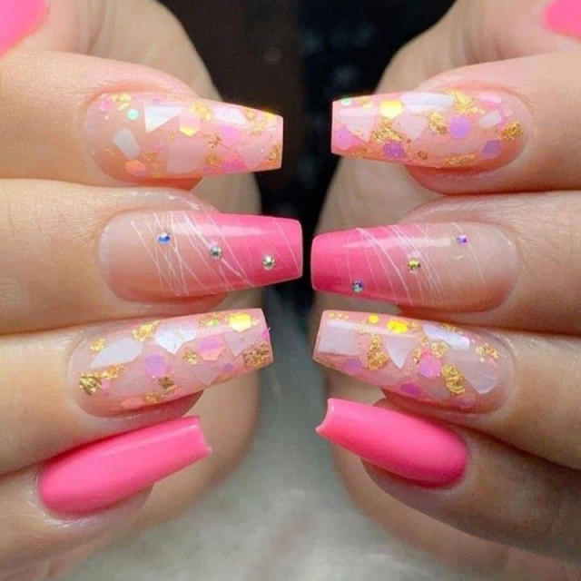 INS hot sale deep pink color false nails