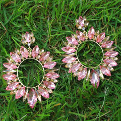 Luxury color glass crystal statement dangle earrings