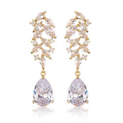Luxury cubic zircon drop earrings for wedding