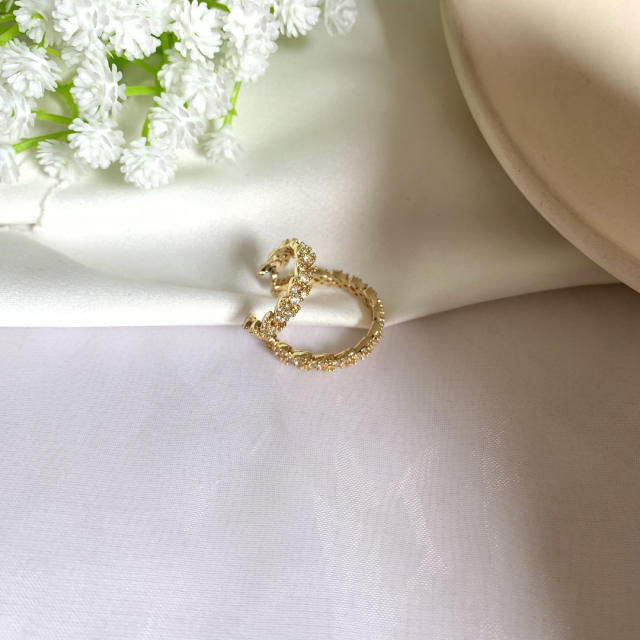Cubic zirconia diamond double layer ear cuff