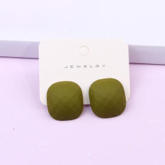 Concise candy color square shape ear match ear studs