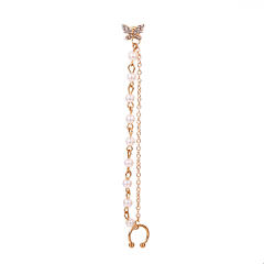 Diamond butterfly pearl beaded one piece ear cuff