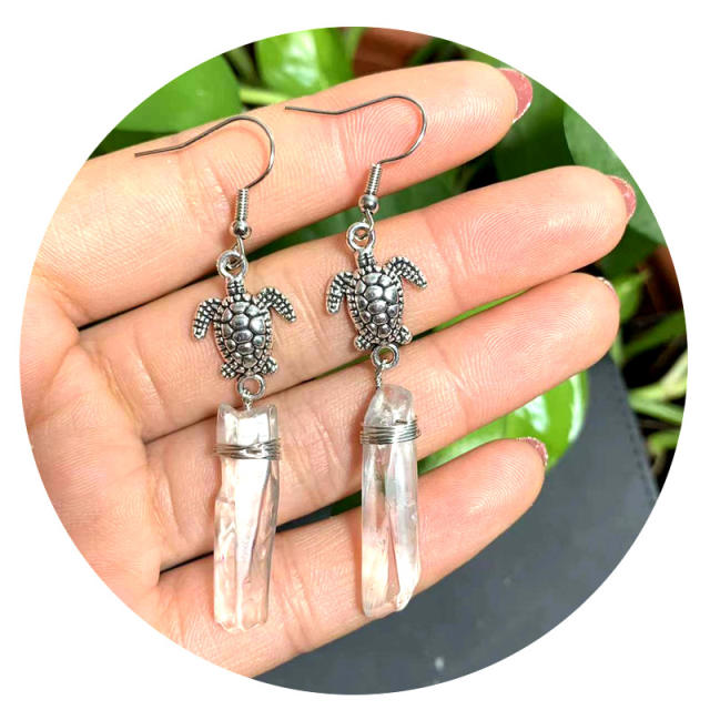 Boho cute turtle crystal dangle earrings