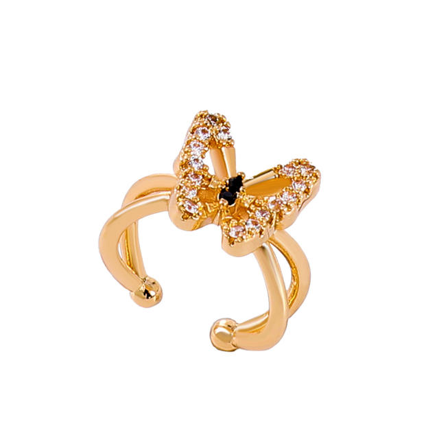 Hollow butterfly diamond ear cuff