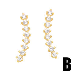 Rainbow cubic zircon unique concise ear studs