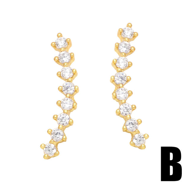 Rainbow cubic zircon unique concise ear studs