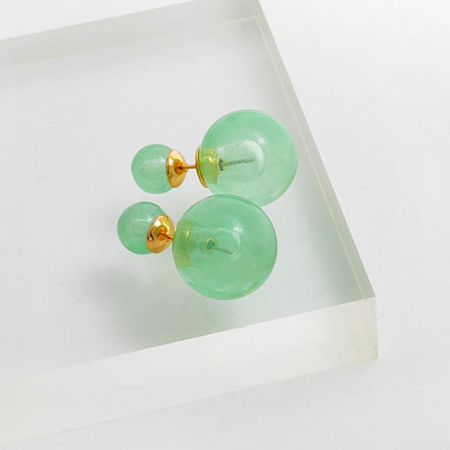 S925 sterling silver needle resin ball ear studs