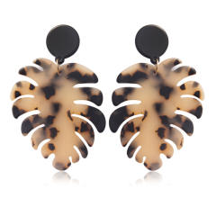 Famous acetate acrylic plate tree leaf earrings