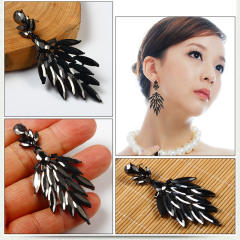All black diamond pave setting dangle earrings